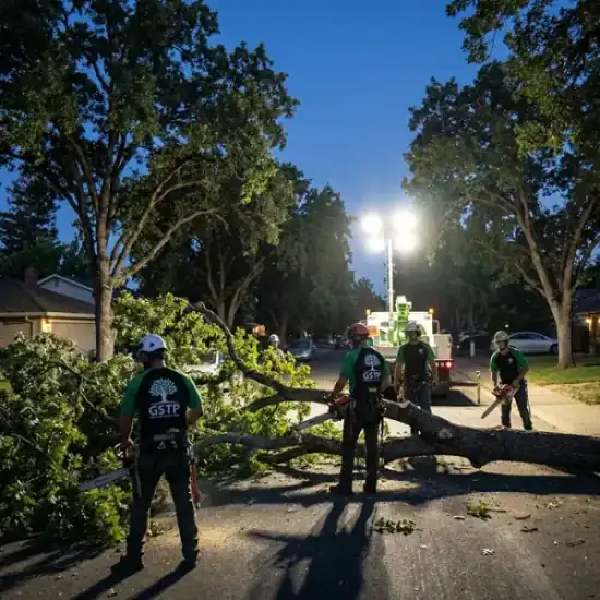Emergency night tree removal in Roseville after a storm